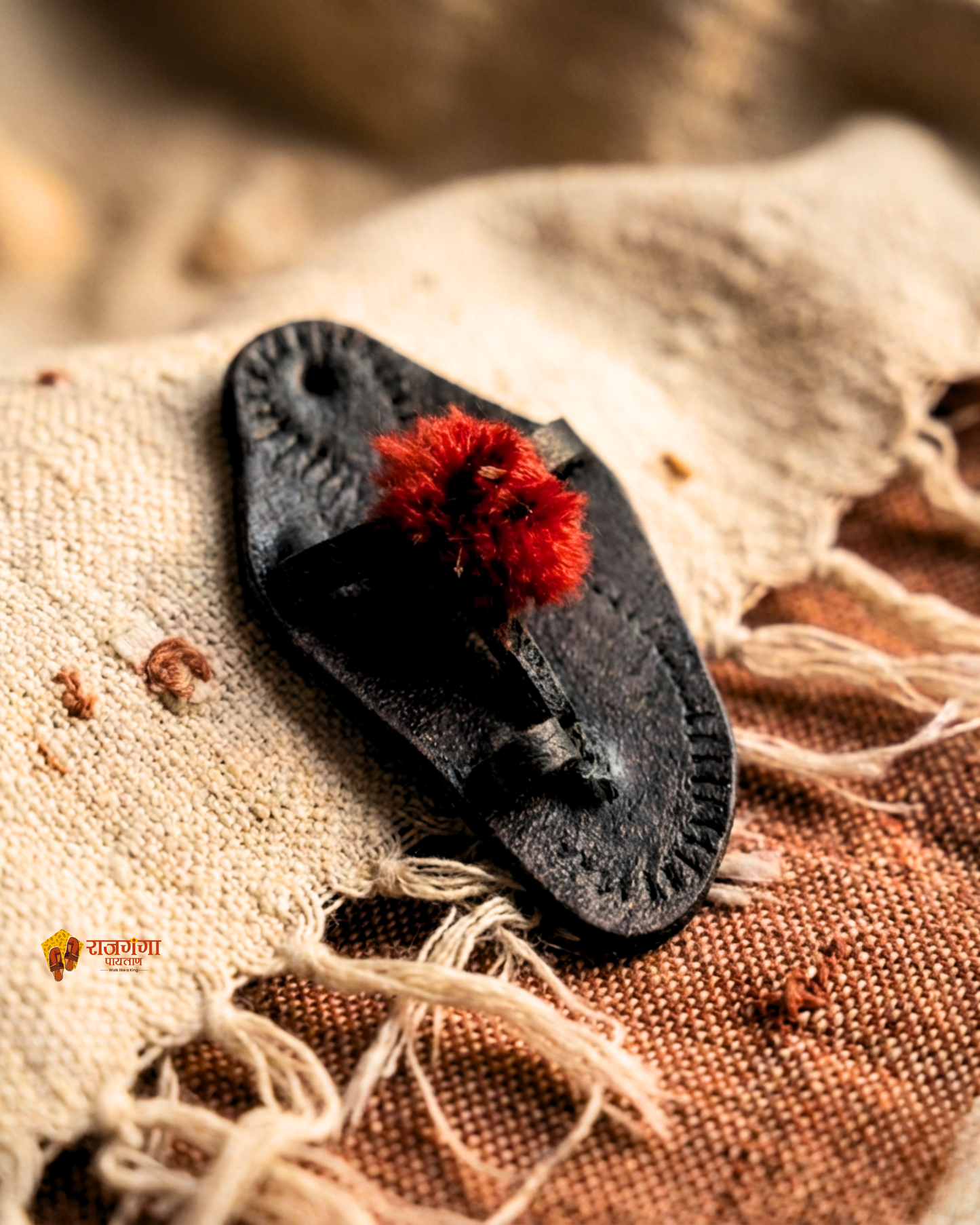 Kolhapuri Leather Keychain Black