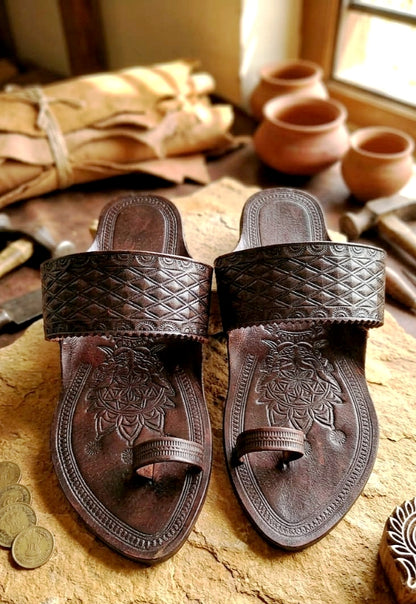 Premium Angatha Patta Kolhapuri- Dark Brown