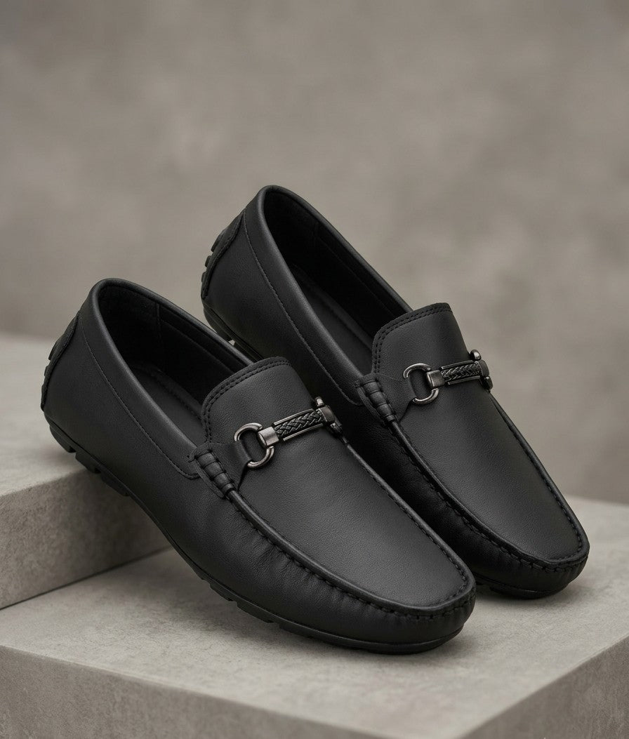 TopLine-Leather Loafers- Black