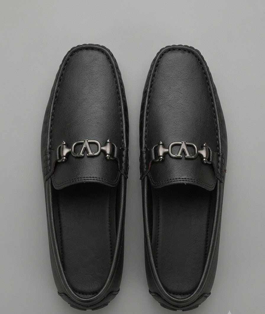 TopLine-Leather Loafers- Black