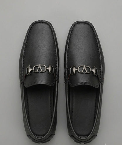 TopLine-Leather Loafers- Black