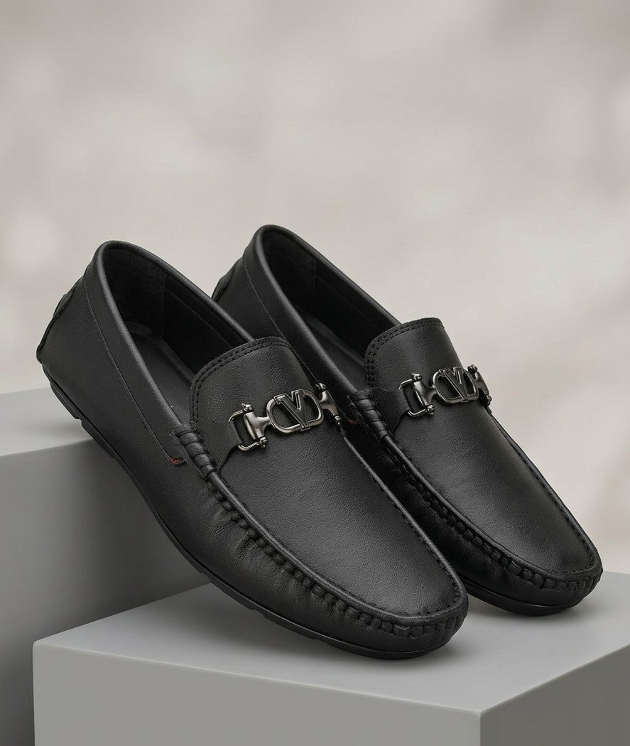 TopLine-Leather Loafers- Black