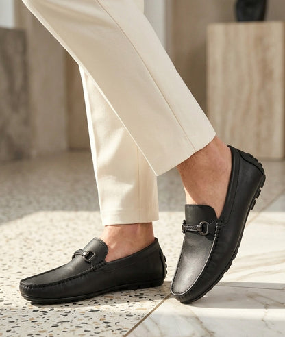 TopLine-Leather Loafers- Black