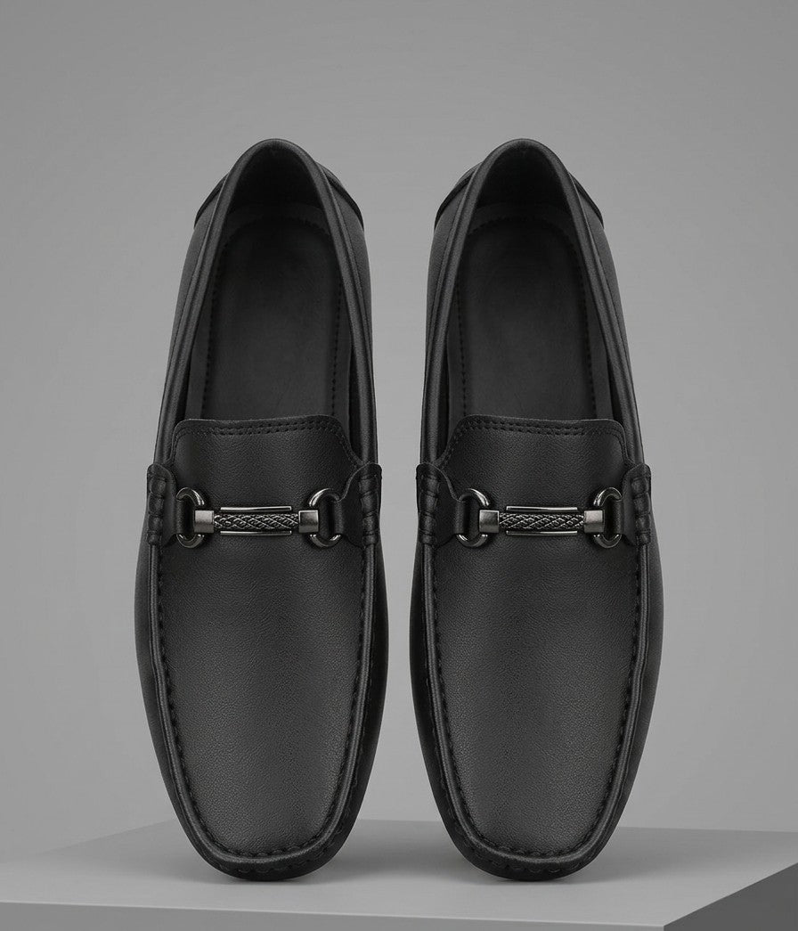 TopLine-Leather Loafers- Black