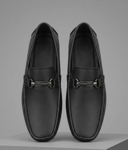 TopLine-Leather Loafers- Black