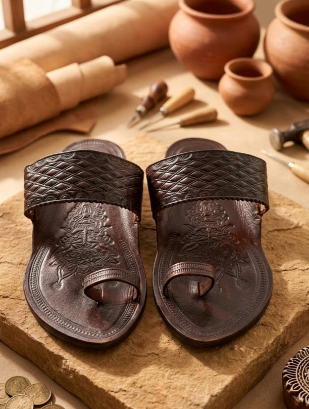 Premium Angatha Patta Kolhapuri- Dark Brown